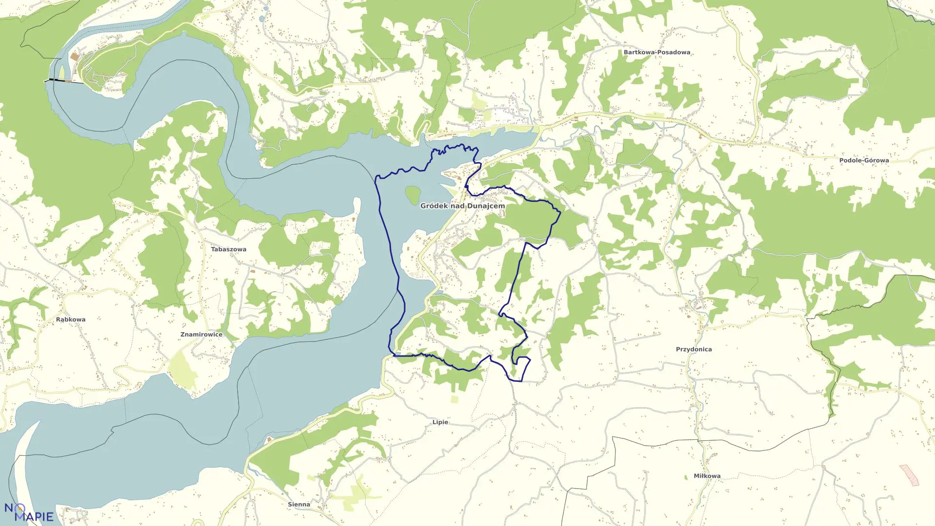 Mapa obrębu Gródek N/Dunajcem w gminie Gródek nad Dunajcem