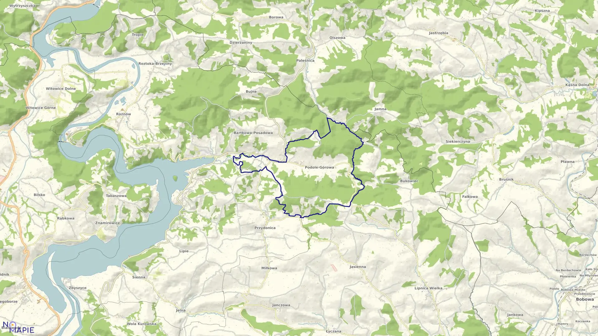 Mapa obrębu Podole Górowa w gminie Gródek nad Dunajcem