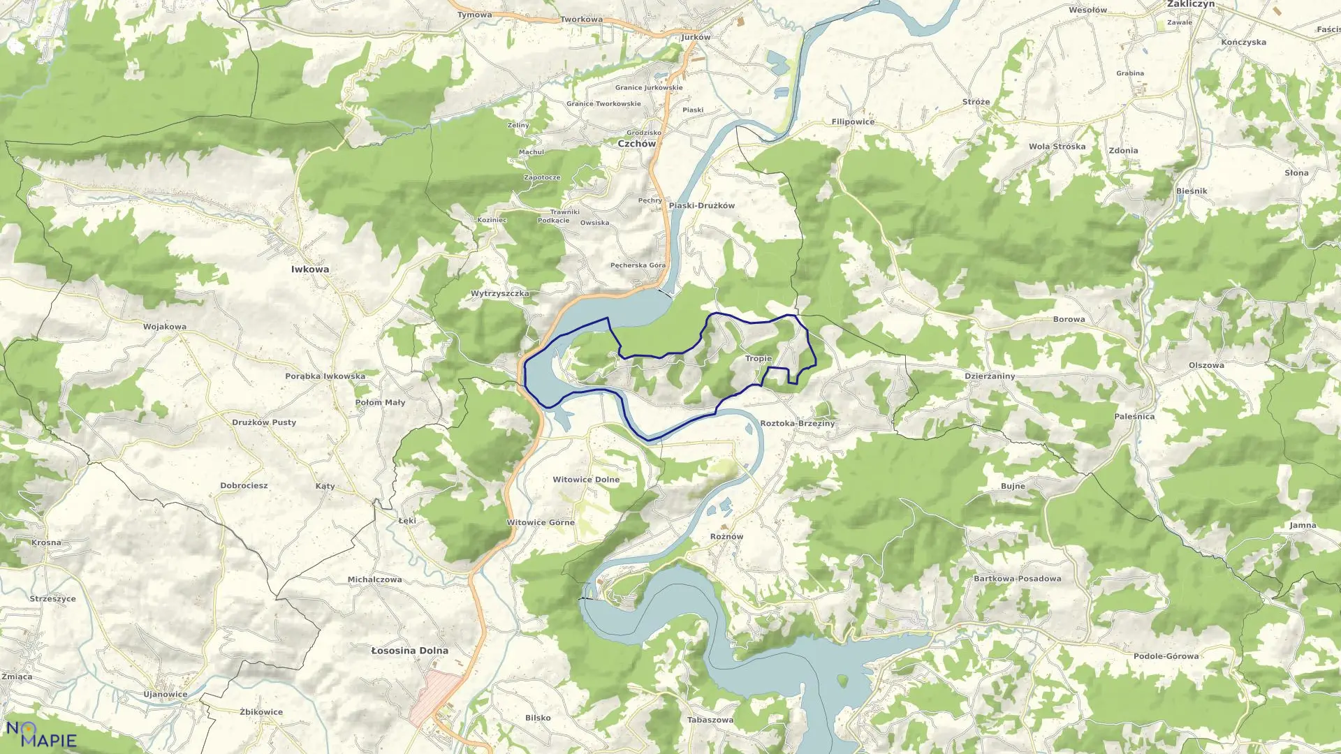 Mapa obrębu Tropie w gminie Gródek nad Dunajcem