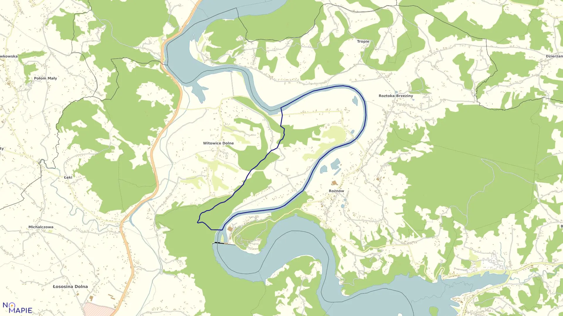 Mapa obrębu Zagórze w gminie Gródek nad Dunajcem